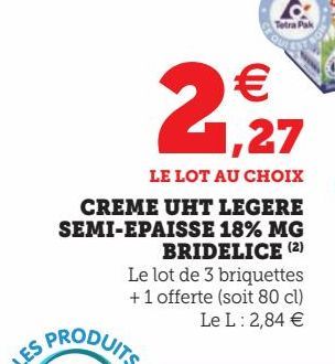 CREME UHT LEGERE SEMI-EPAISSE 18% MG BRIDELICE (2)