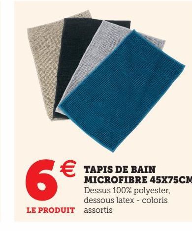 TAPIS DE BAIN MICROFIBRE 45X75CM