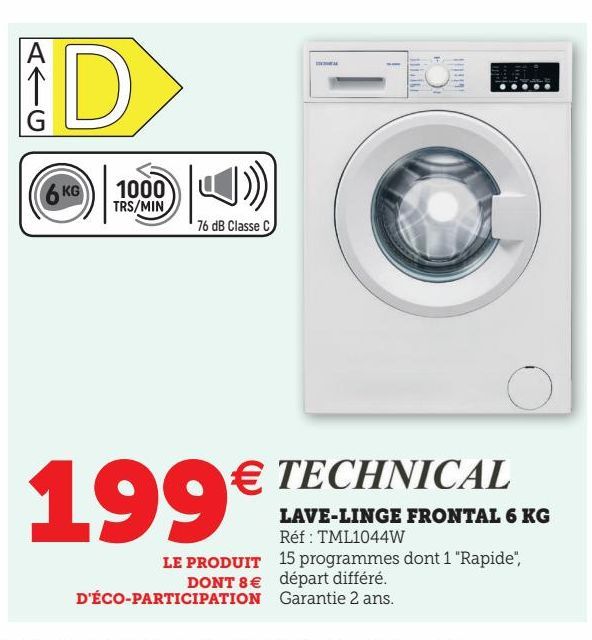 LAVE-LINGE FRONTAL 6 KG