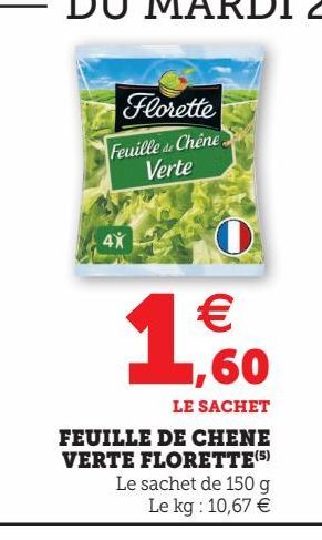 FEUILLE DE CHENE VERTE FLORETTE(5)