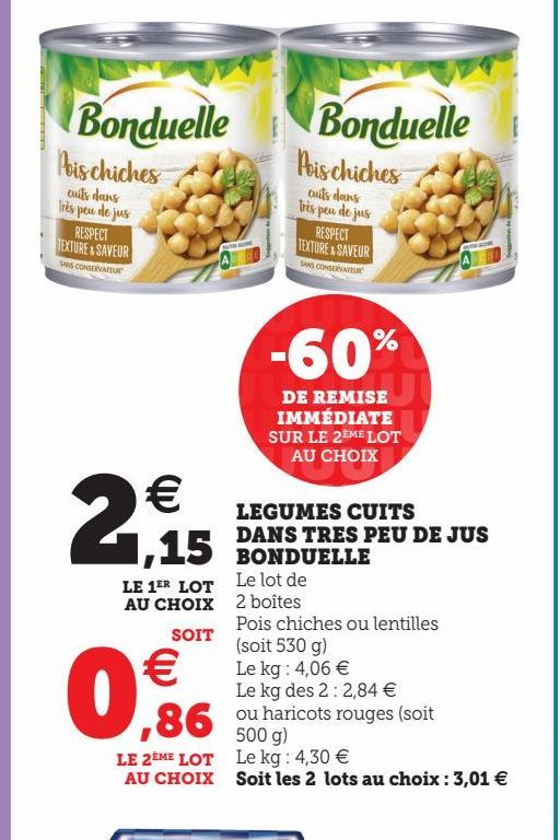 LEGUMES CUITS DANS TRES PEU DE JUS BONDUELLE