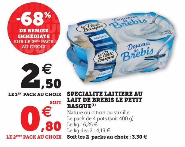 SPECIALITE LAITIERE AU LAIT DE BREBIS LE PETIT BASQUE(1)