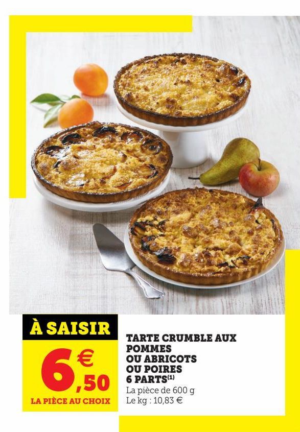 TARTE CRUMBLE AUX POMMES OU ABRICOTS OU POIRES 6 PARTS(1)