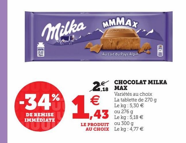 chocolats Milka max