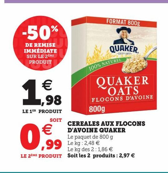 céréales aux flocons d´avoine Quaker