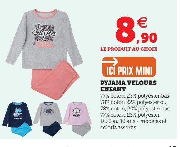 PYJAMA VELOURS ENFANT