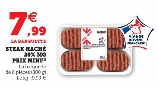 steak haché 20% mg prix mini