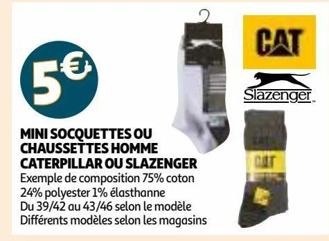 mini socquettes ou chaussettes homme caterpillar ou slazenger 