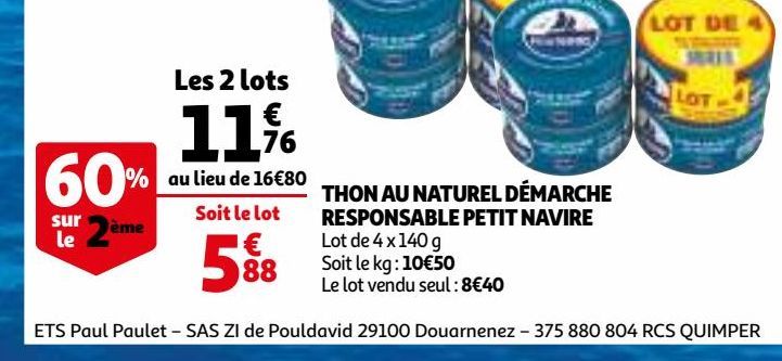 THON AU NATUREL DÉMARCHE RESPONSABLE PETIT NAVIRE