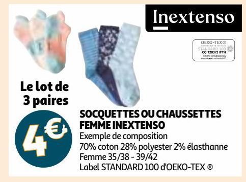 SOCQUETTES OU CHAUSSETTES FEMME INEXTENSO