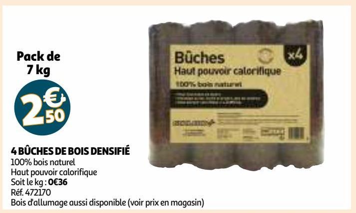 4 BÛCHES DE BOIS DENSIFIÉ