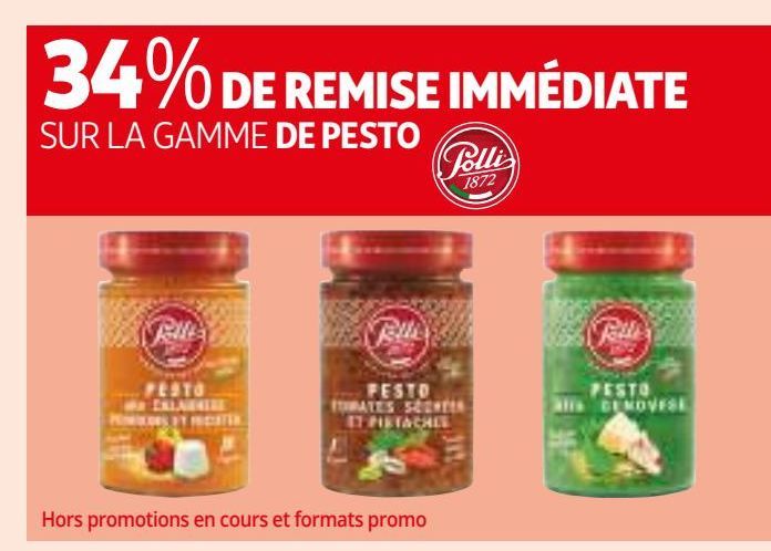 34% DE REMISE IMMÉDIATE SUR LA GAMME DE PESTO