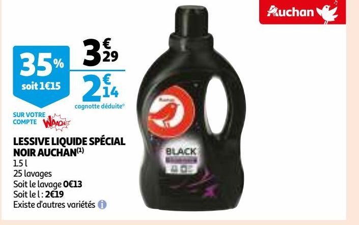 LESSIVE LIQUIDE SPÉCIAL NOIR AUCHAN