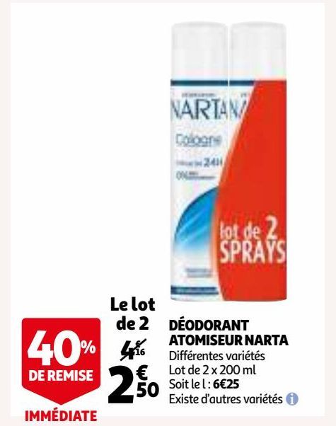 DÉODORANT ATOMISEUR NARTA