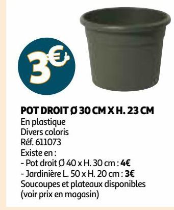 POT DROIT Ø 30 CM X H. 23 CM