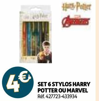 SET 6 STYLOS HARRY POTTER OU MARVEL