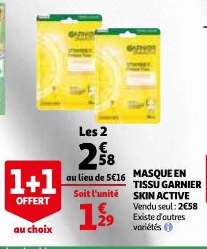 MASQUE EN TISSU GARNIER SKIN ACTIVE