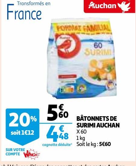 BÂTONNETS DE SURIMI AUCHAN