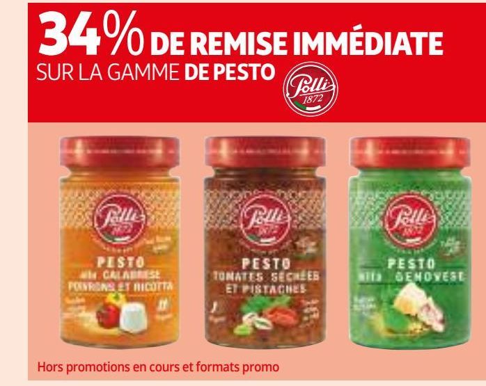 34% DE REMISE IMMÉDIATE SUR LA GAMME DE PESTO