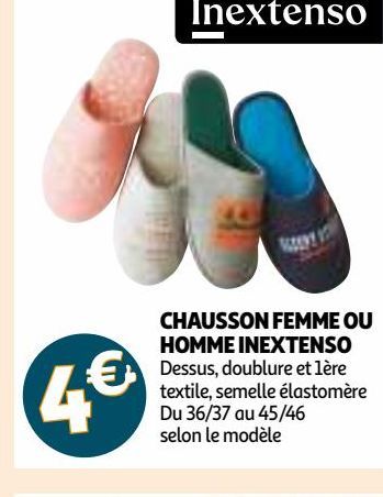 CHAUSSON FEMME OU HOMME INEXTENSO