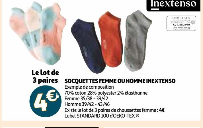 SOCQUETTES FEMME OU HOMME INEXTENSO