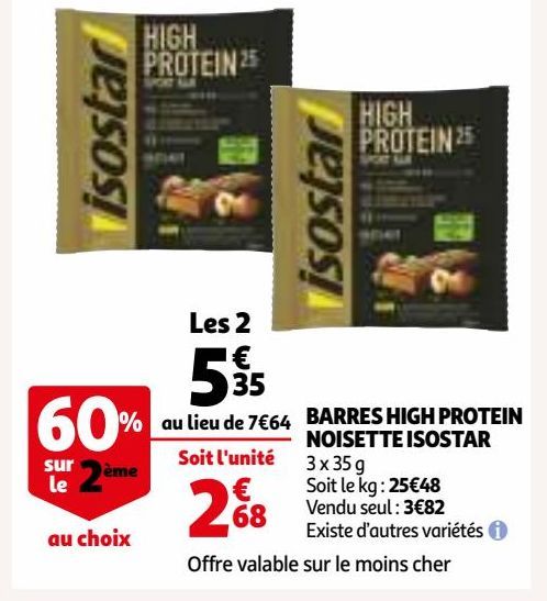 BARRES HIGH PROTEIN NOISETTE ISOSTAR