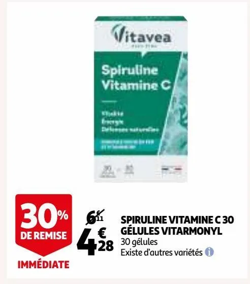 spiruline vitamine c 30 gélules vitarmonyl