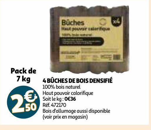 4 BÛCHES DE BOIS DENSIFIÉ