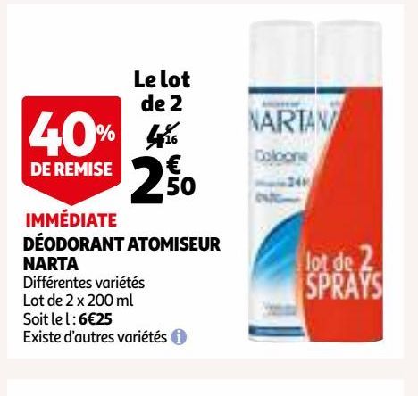 DÉODORANT ATOMISEUR NARTA