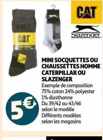 mini socquettes ou chaussettes homme caterpillar ou slazenger