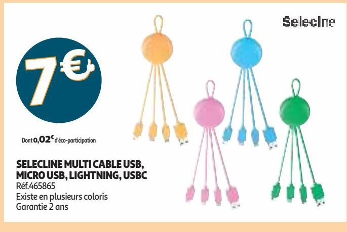 SELECLINE MULTI CABLE USB, MICRO USB, LIGHTNING, USBC