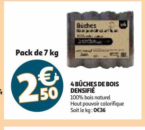 4 BÛCHES DE BOIS DENSIFIÉ