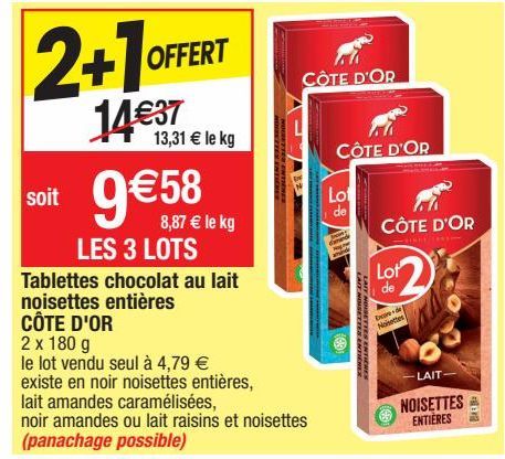 chocolat au lait Côte d'or