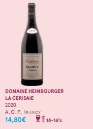 FRANCY  DOMAINE HEIMBOURGER LA CERISAIE  2020  A.O.P. IRANCY  14,80€ 14-16°C 