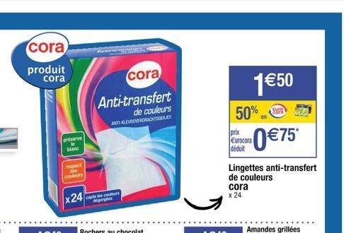 cora  produit cora  préserve le blanc  respect des couleurs  x24 captors  gorples  cora  Anti-transfert  de couleurs  ANTI-ALEUROVERDRACHTDOEKJES  prix Eurocora déduit  Lingettes anti-transfert de cou