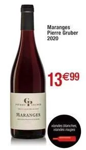 perch  maranges  maranges pierre gruber  2020  13 €99  viandes blanches  wandes rouges 