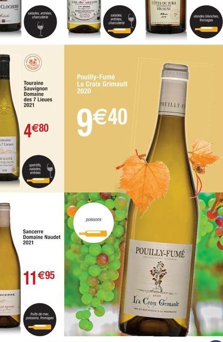 HAUSET  salades entrées charcuterie  Touraine Sauvignon Domaine des 7 Lieues 2021  4€80  apeitis salades entres  Sancerre Domaine Naudet  2021  11 €95  fruits de mer poissons, fromages  vin de  voie  