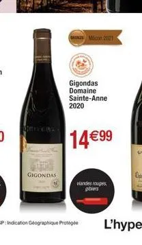 gigondas  macon 2021  gigondas domaine sainte-anne 2020  14 €99  viandes rouges abiers  igp: indication géographique protégée 