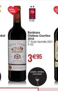 Coup-Coeur  ORATEAL  COU  DEALE  P152  Bordeaux  Château Courtieu 2018  2* Guide Hachette 2021  P.152  3 €95  salades, entrées charcuterie 