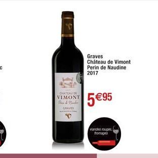 CHATEAU DE VIMONT PdNdr  GRAVES  Graves  Château de Vimont Perin de Naudine 2017  5 €95  viandes rouges, fromages 