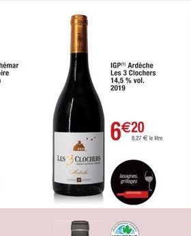 CLOCHERS  Hutik  IGP Ardèche Les 3 Clochers 14,5 % vol. 2019  6€20€  lasagnes gniages 