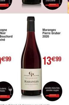 PERCH  MARANGES  Maranges Pierre Gruber  2020  13 €99  viandes blanches  viandes rouges 