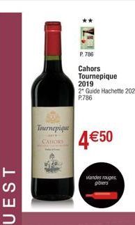 Tournepique  www  CALORS  P. 786  Cahors Tournepique  2019  2* Guide Hachette 2022 P.786  4€50  viandes rouges gibiers 