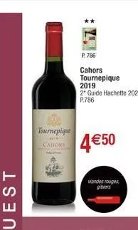 tournepique  www  calors  p. 786  cahors tournepique  2019  2* guide hachette 2022 p.786  4€50  viandes rouges gibiers 