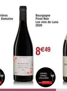 hay  bourgogne pinot noir les vins de lana 2020  8€49  salades entrées, charcuterie 
