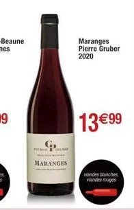 perei  maranges  maranges pierre gruber 2020  13€99  viandes blanches viandes rouges 