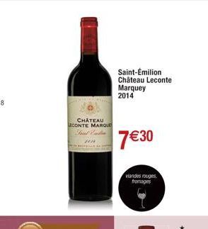 CHATEAU  LECONTE MARQUE  Set Cada  Saint-Émilion Château Leconte Marquey 2014  7€30  viandes rouges  fromages 