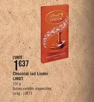 stand lindor  cunite  1637  chocolat lait lindor lindt  150 g  autres varietes disponibles lekg 13673 