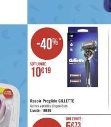 SA  -40%  SOIT L'UNITE:  10€19  Gillette 