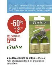 -50% 2E  SOIT PAR 2 LE LOT:  5€63 Casino  Casino  Lot 